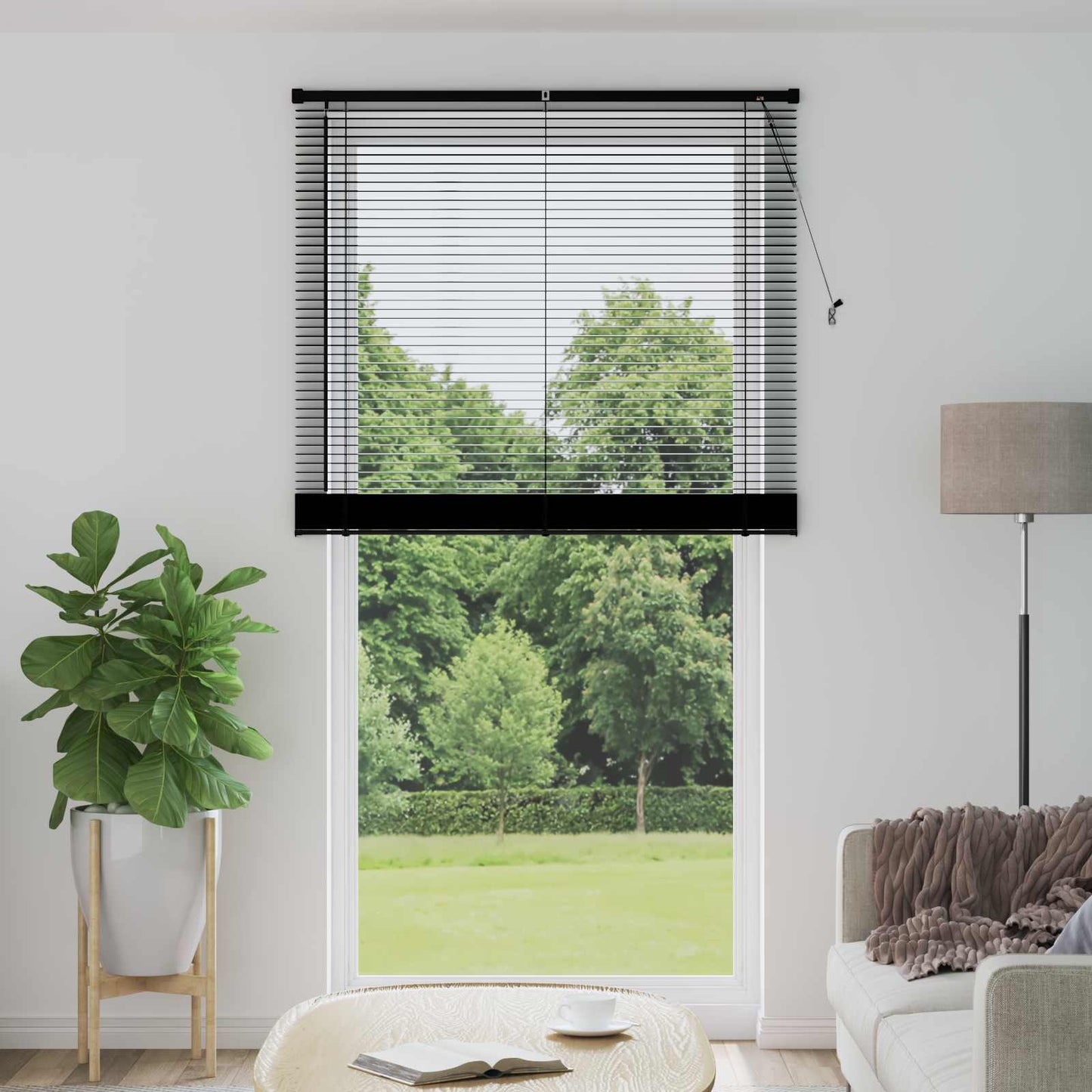 Venetian Blind Black 213 x 120 cm 25 mm PVC