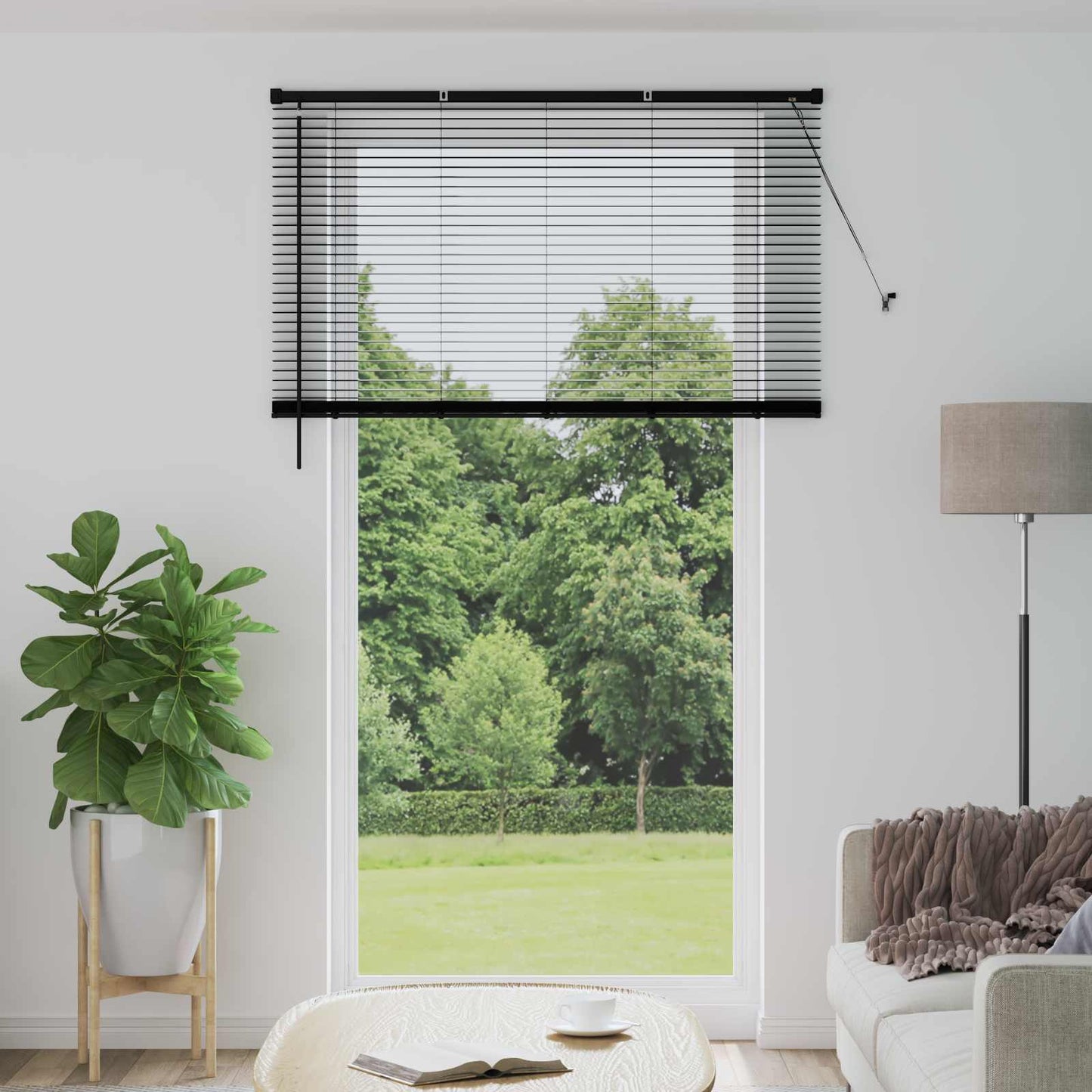 Venetian Blind Black 213 x 140 cm 25 mm PVC