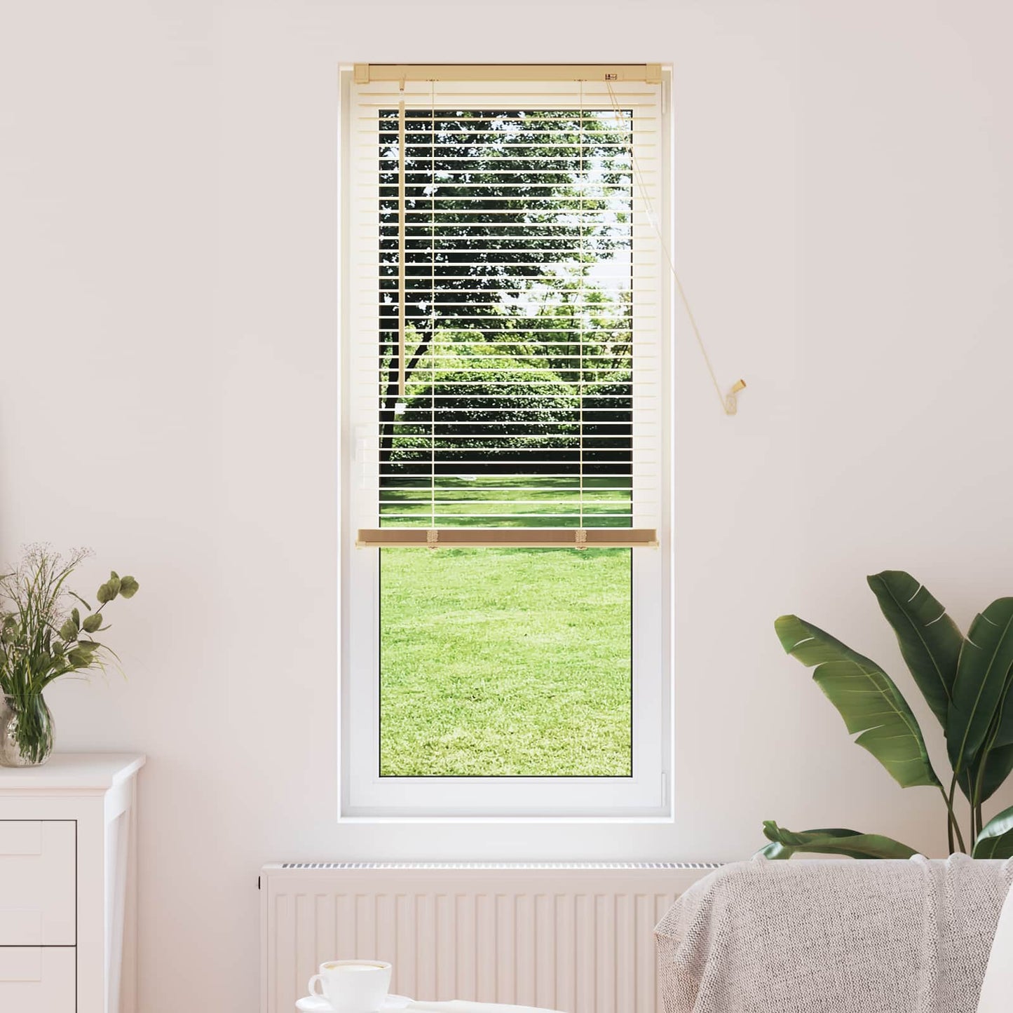 Venetian Blind Light Brown with Pattern 150 x 60 cm PVC
