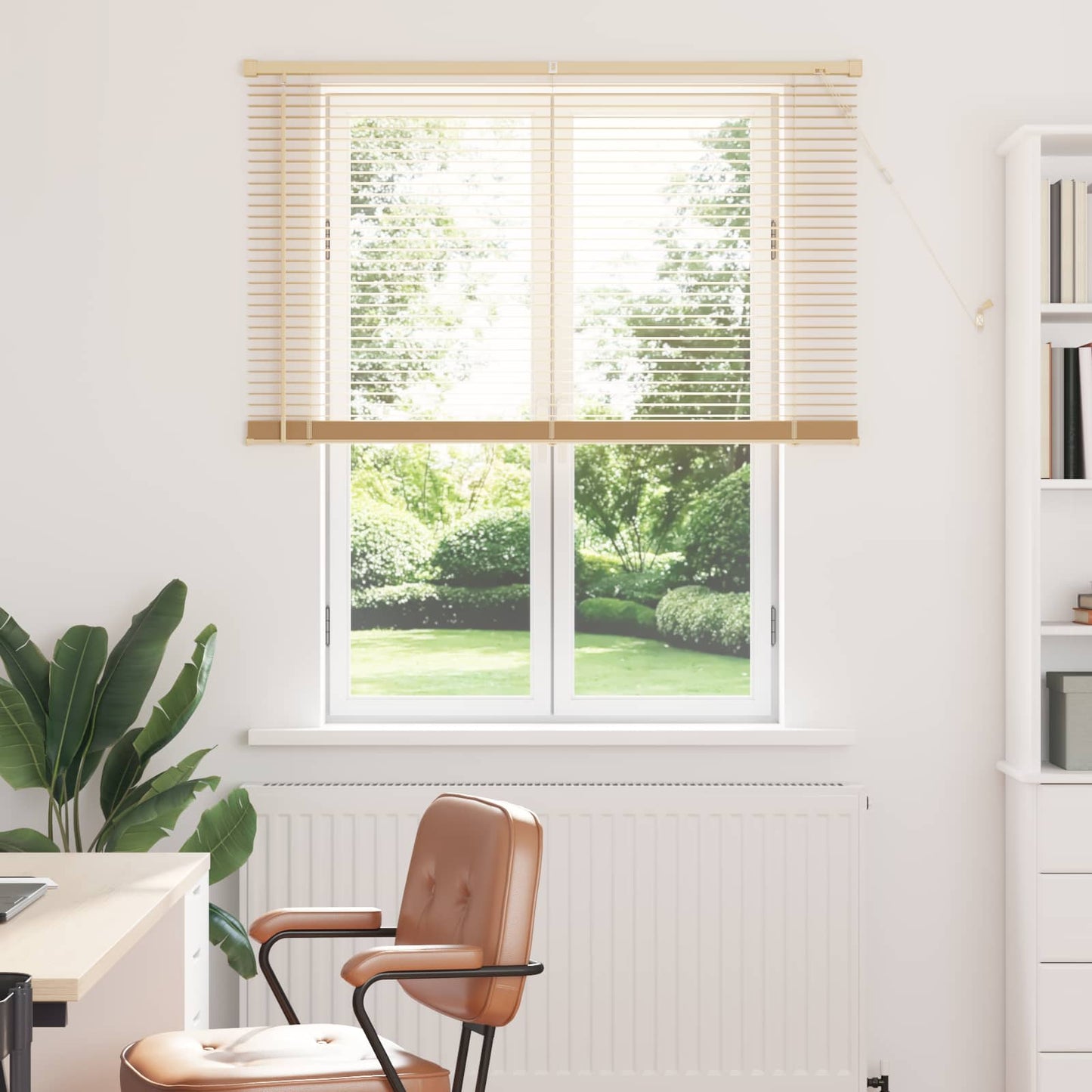 Venetian Blind Light Brown with Pattern 150 x 110 cm 25 mm PVC