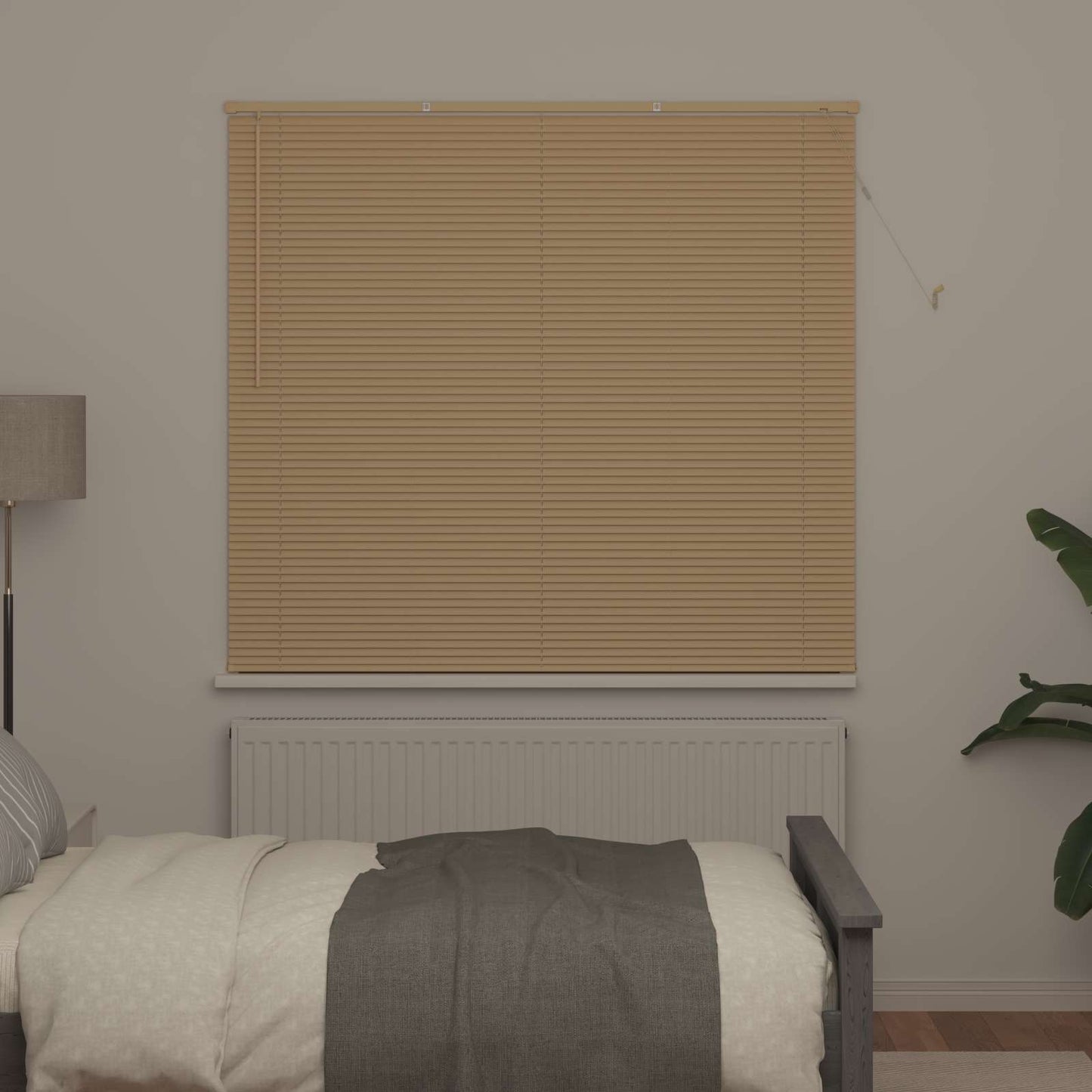 Venetian Blind Light Brown with Pattern 150 x 140 cm 25 mm PVC