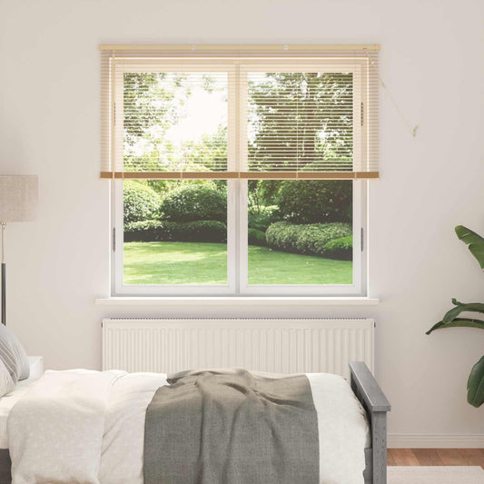 Venetian Blind Light Brown with Pattern 150 x 150 cm 25 mm PVC