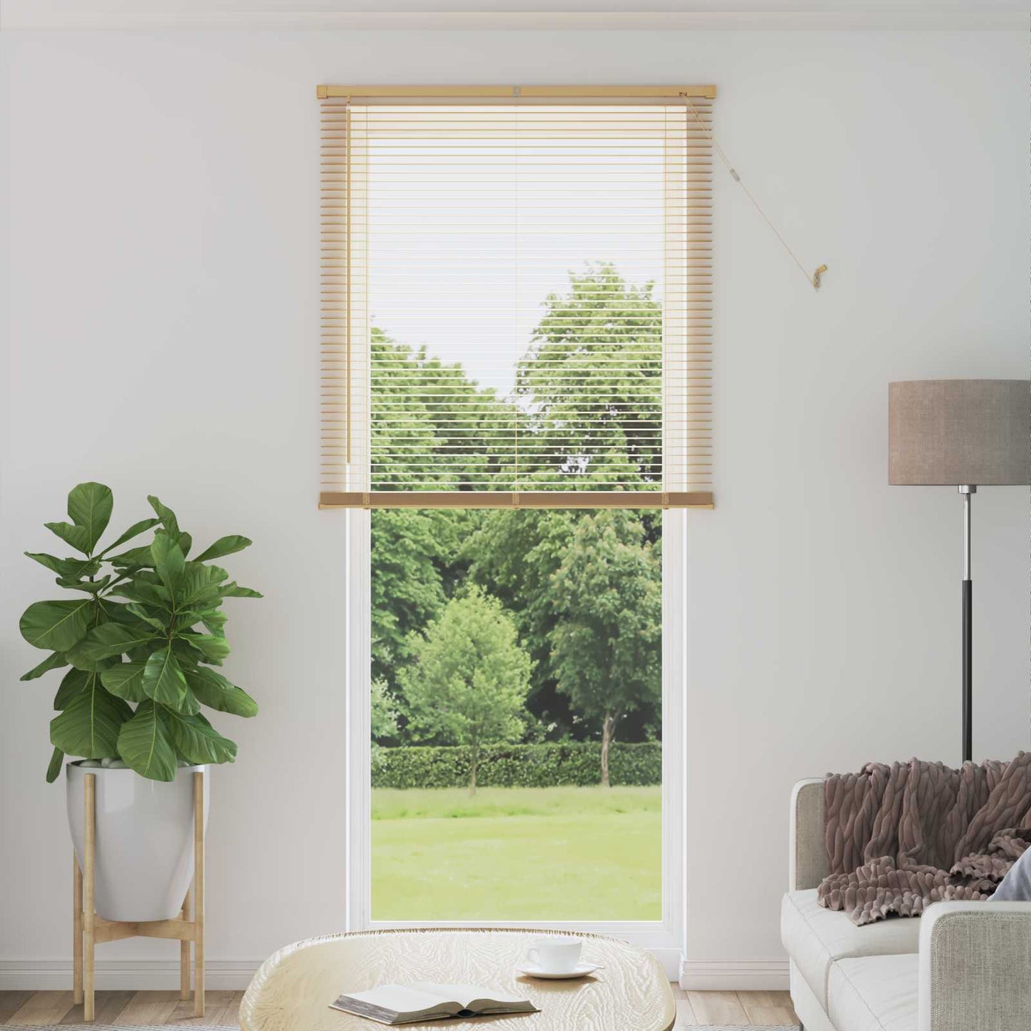 Venetian Blind Light Brown with Pattern 213 x 90 cm 25 mm PVC