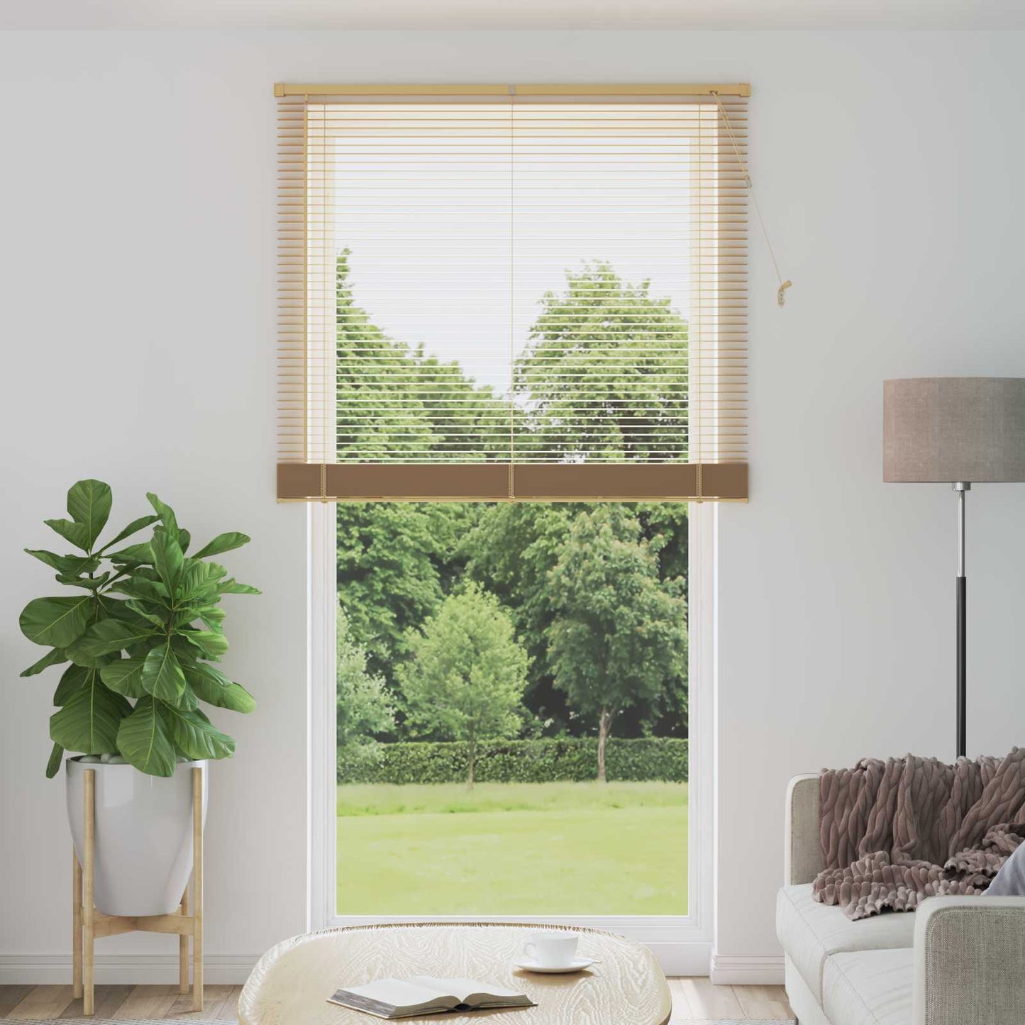 Venetian Blind Light Brown with Pattern 213 x 110 cm 25 mm PVC
