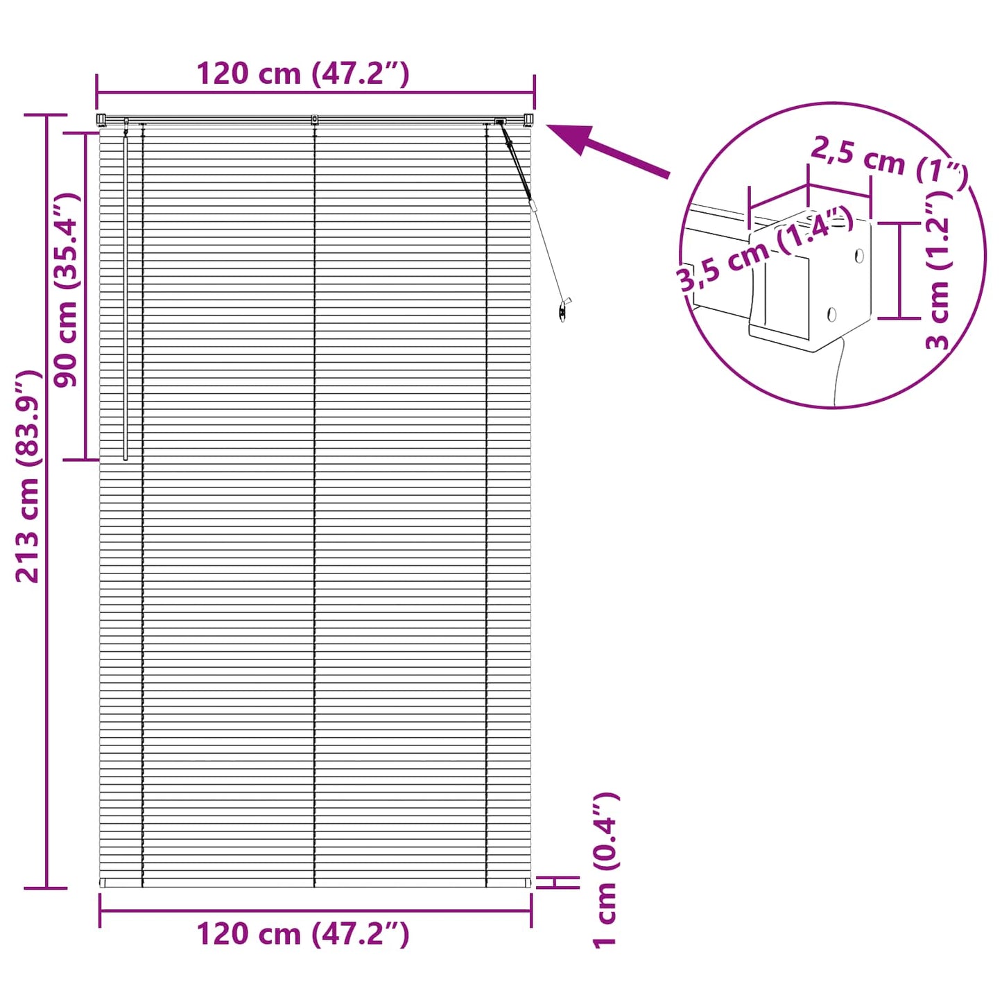 Venetian Blind Light Brown with Pattern 213 x 120 cm 25 mm PVC