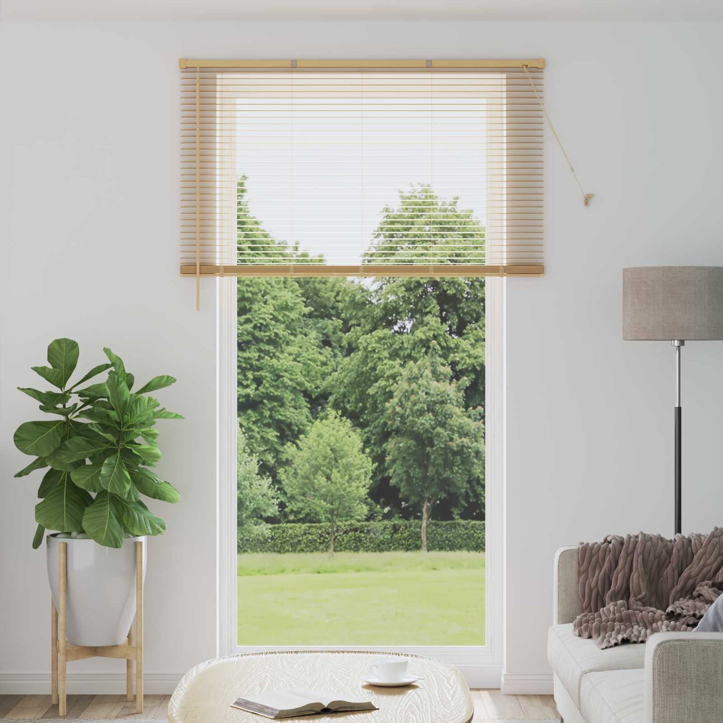 Venetian Blind Light Brown with Pattern 213 x 150 cm 25 mm PVC