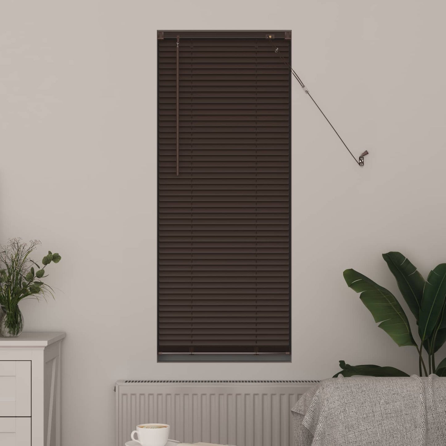 Venetian Blind Dark Brown with Pattern 150 x 50 cm 25 mm PVC