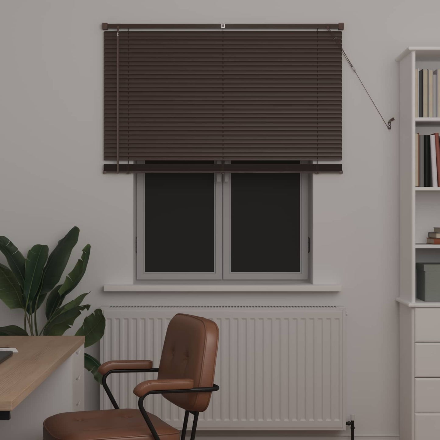 Venetian Blind Dark Brown with Pattern 150 x 120 cm 25 mm PVC