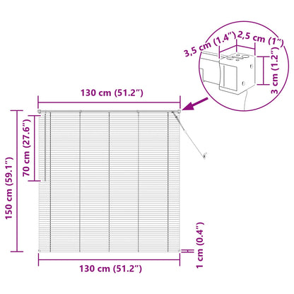 Venetian Blind Dark Brown with Pattern 150 x 130 cm 25 mm PVC