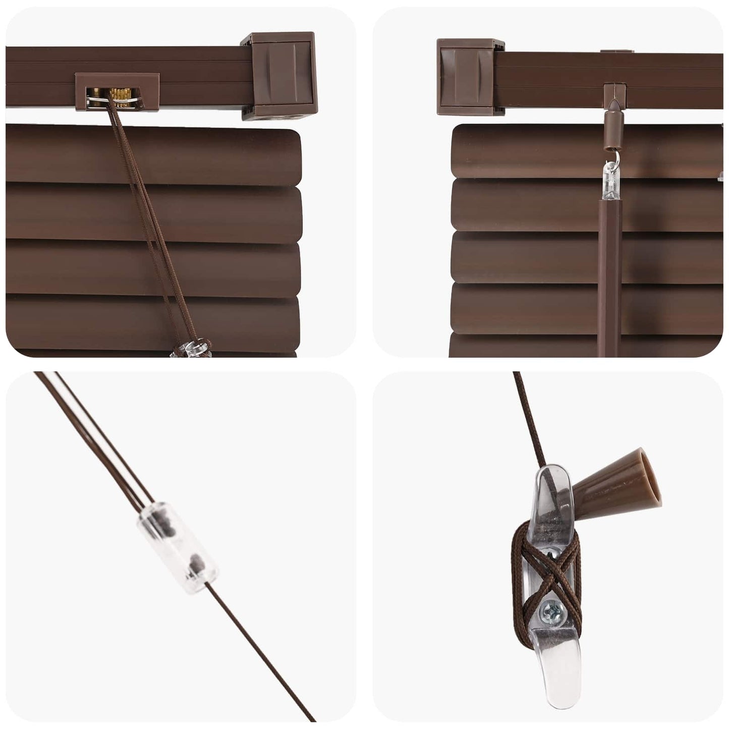 Venetian Blind Manual Dark Brown with Pattern 150 x 140 cm PVC