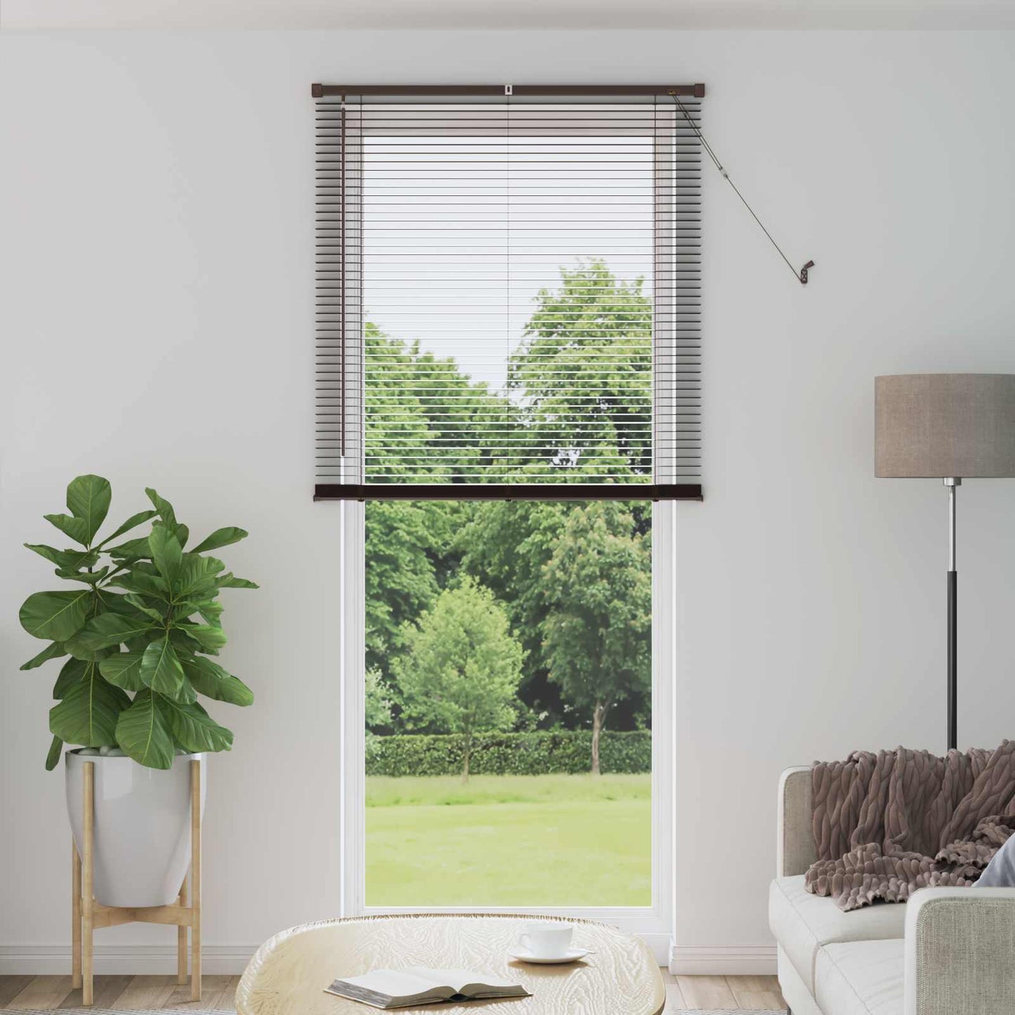 Venetian Blind Dark Brown with Pattern 213 x 70 cm 25 mm PVC