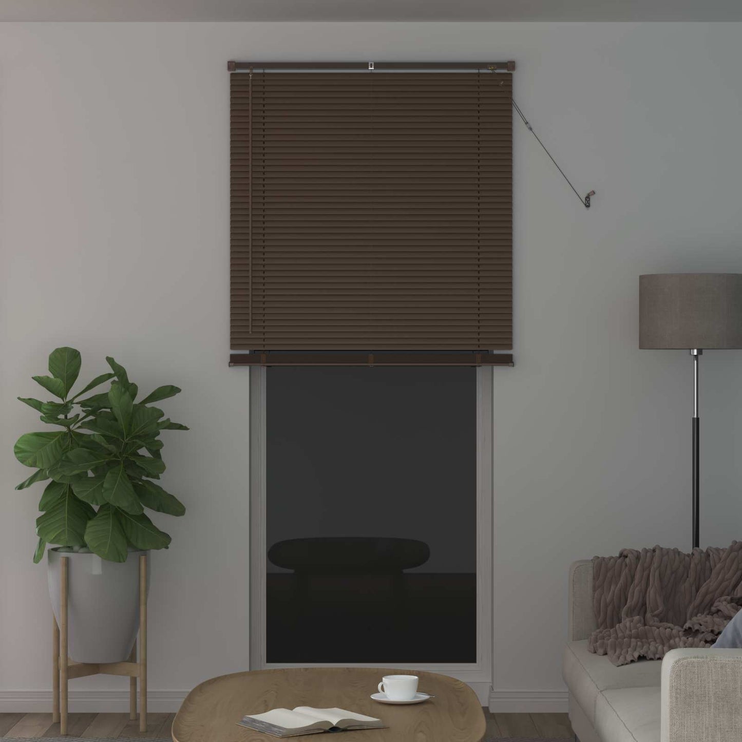 Venetian Blind Dark Brown with Pattern 213 x 90 cm 25 mm PVC