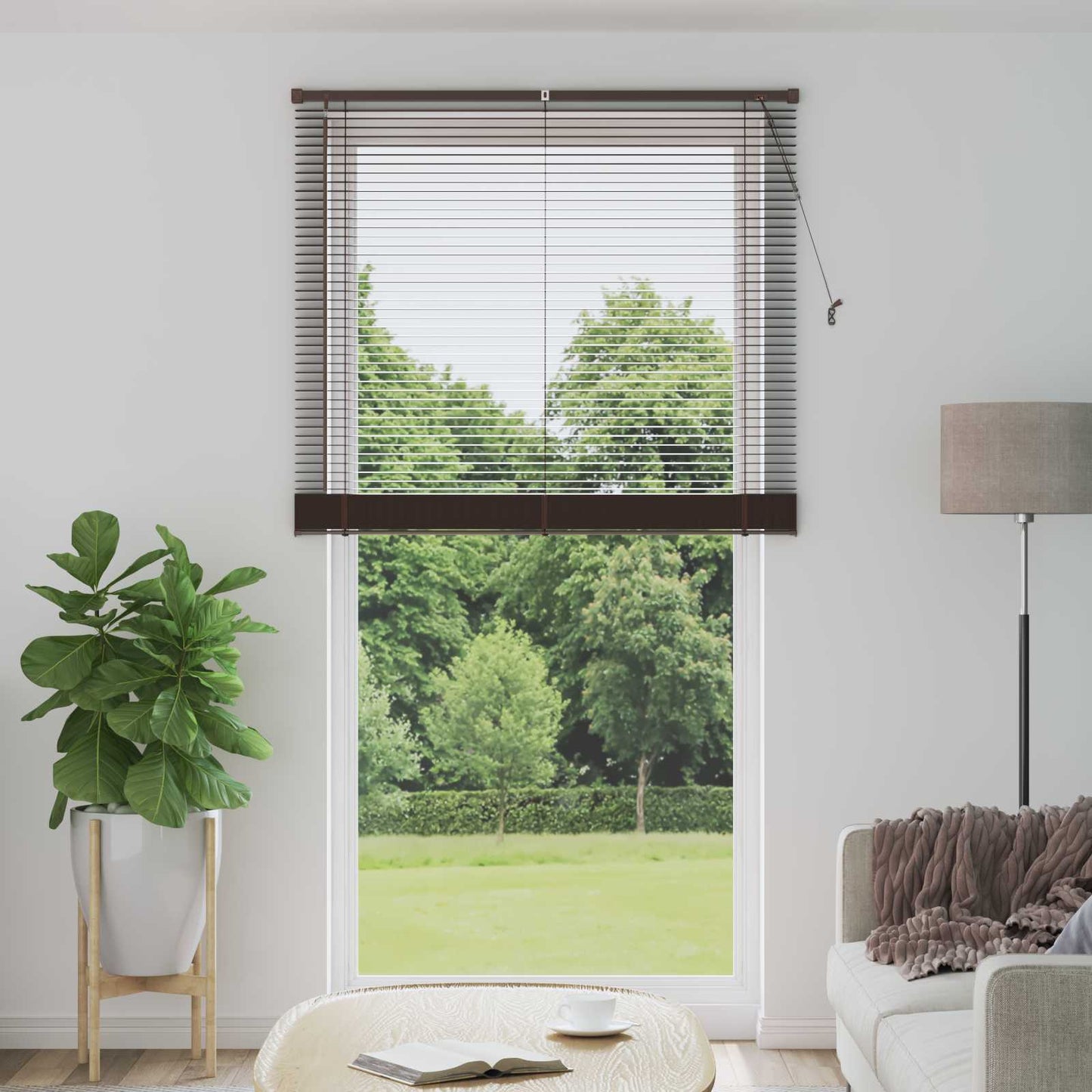 Venetian Blind Dark Brown with Pattern 213 x 110 cm 25 mm PVC