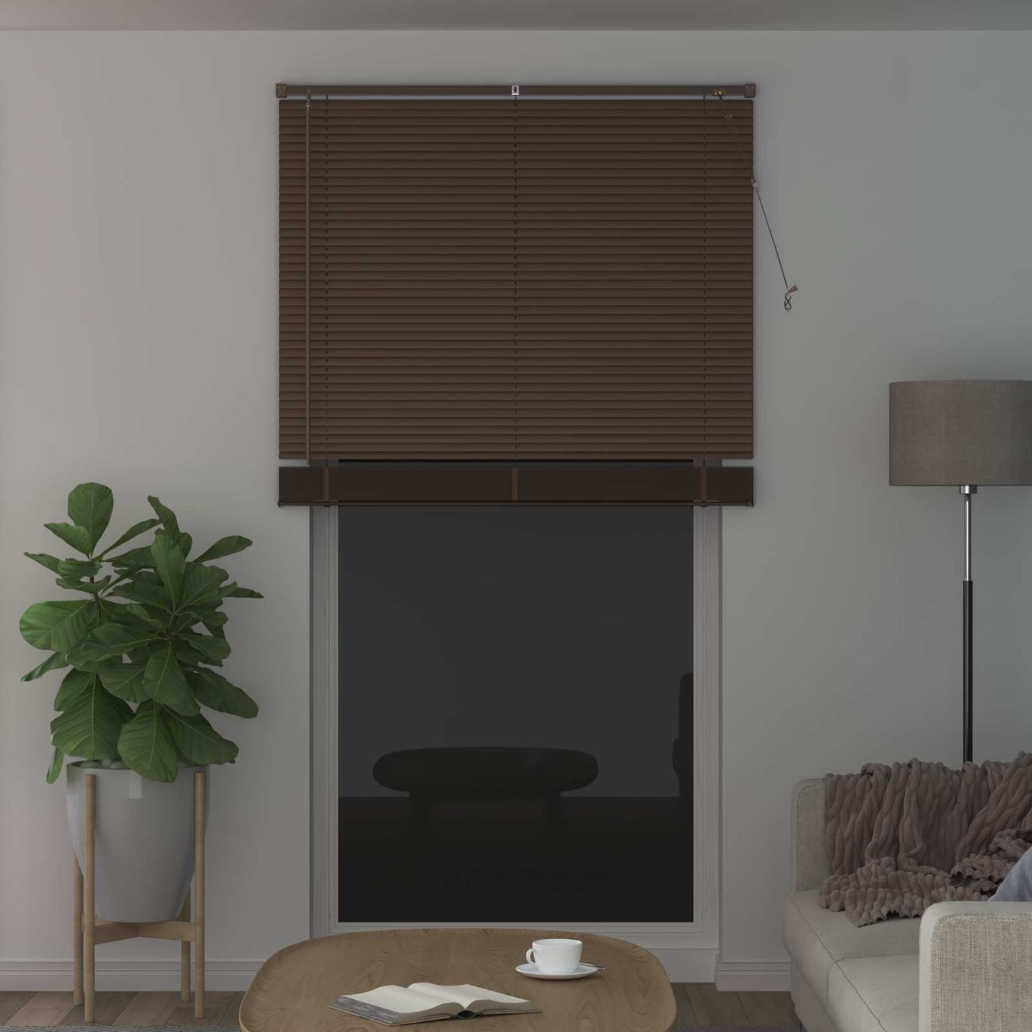 Venetian Blind Dark Brown with Pattern 213 x 110 cm 25 mm PVC