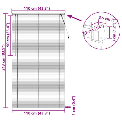 Venetian Blind Dark Brown with Pattern 213 x 110 cm 25 mm PVC