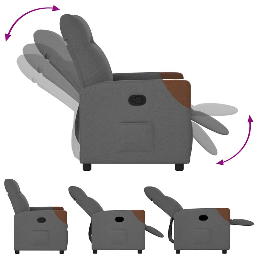 Recliner Chair Dark Grey Fabric
