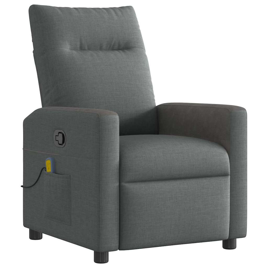 Massage Recliner Chair Dark Grey Fabric