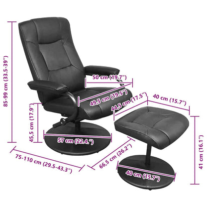 Recliner Chair Black Faux leather