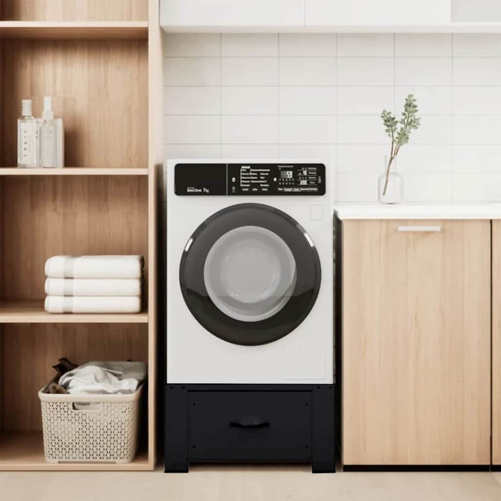 Washing Machine Pedestal Black 64 x 55 x 32.5 cm Steel
