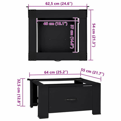 Washing Machine Pedestal Black 64 x 55 x 32.5 cm Steel