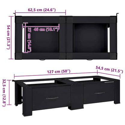 Washing Machine Pedestal 2 pcs Black 127 x 54.5 x 32.5 cm Steel