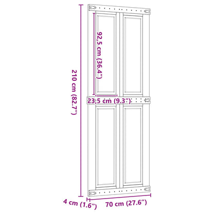 Barn Door Corona Honey Brown 70 x 210 cm Solid Pine Wood
