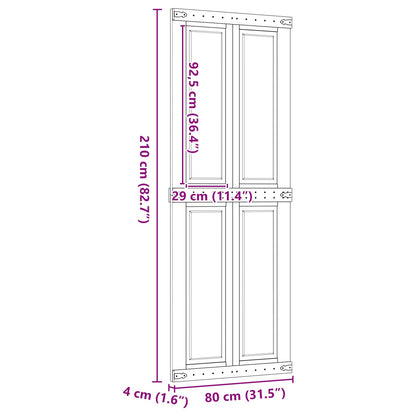 Barn Door Corona Honey Brown 80 x 210 cm Solid Pine Wood