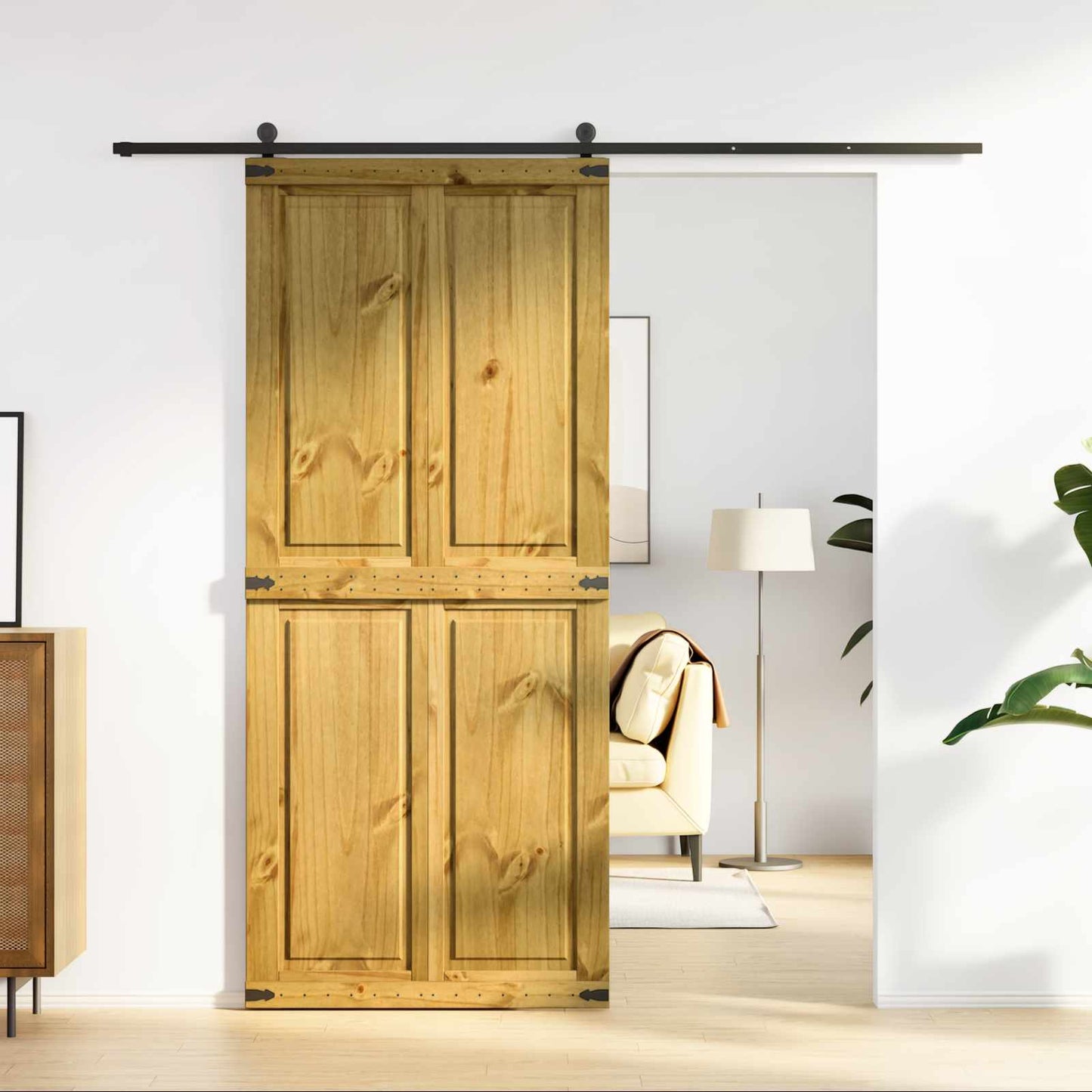 Barn Door Corona Honey Brown 90 x 210 cm Solid Pine Wood