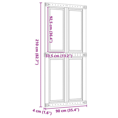 Barn Door Corona Honey Brown 90 x 210 cm Solid Pine Wood