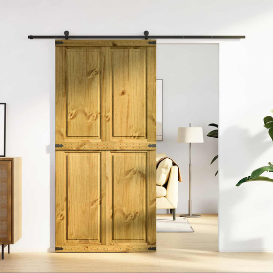 Barn Door Corona Honey Brown 100 x 210 cm Solid Pine Wood