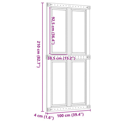 Barn Door Corona Honey Brown 100 x 210 cm Solid Pine Wood