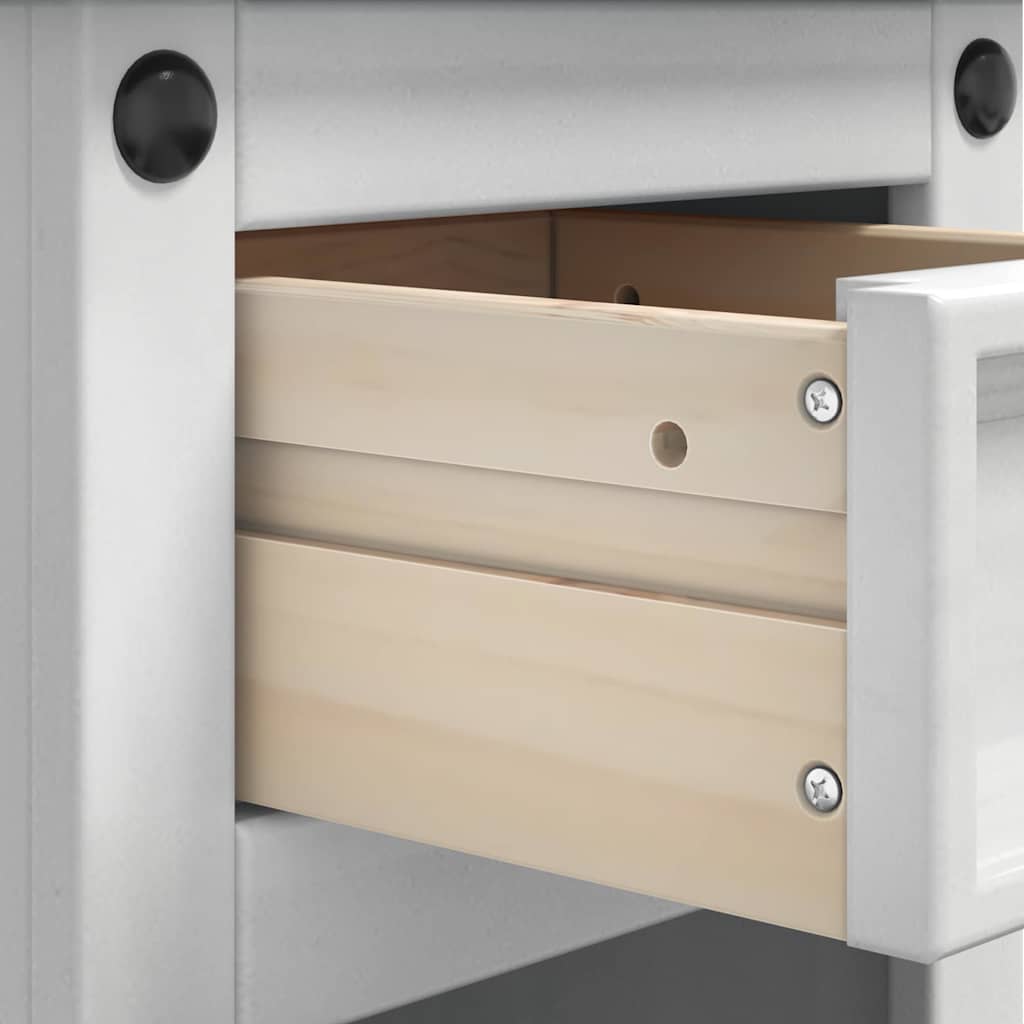 Bedside Table Corona White 35 x 32.5 x 58 cm Solid Pine Wood
