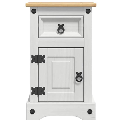 Bedside Table Corona White 35 x 32.5 x 58 cm Solid Pine Wood