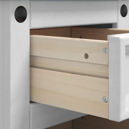Bedside Table Corona White 35 x 32.5 x 58 cm Solid Pine Wood