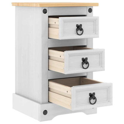 Bedside Table Corona White 35 x 32.5 x 58 cm Solid Pine Wood