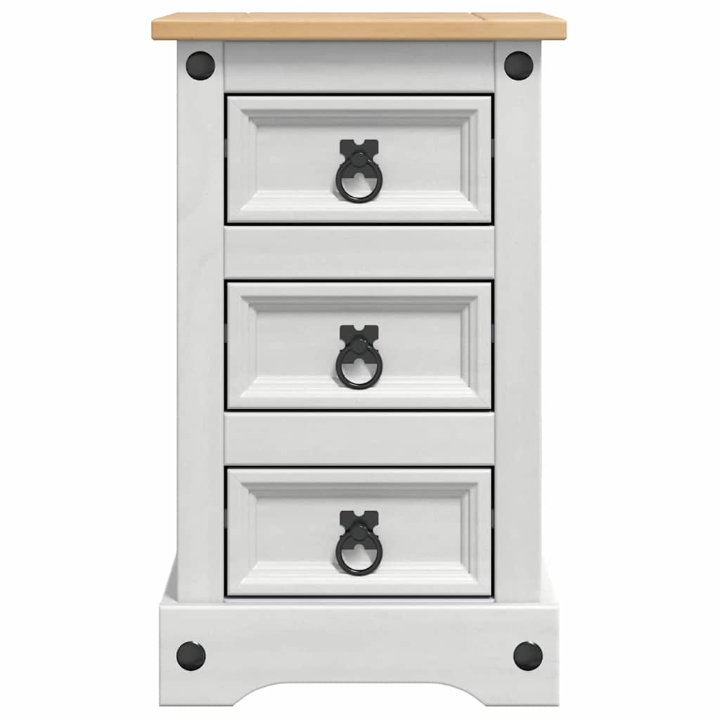 Bedside Table Corona White 35 x 32.5 x 58 cm Solid Pine Wood