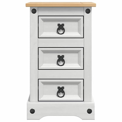 Bedside Table Corona White 35 x 32.5 x 58 cm Solid Pine Wood