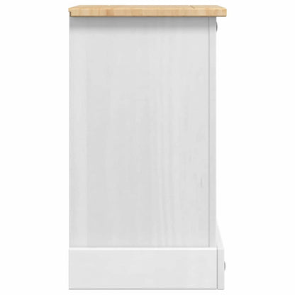 Bedside Table Corona White 35 x 32.5 x 58 cm Solid Pine Wood