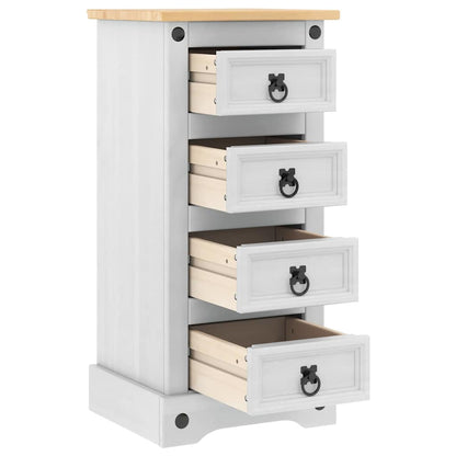 Bedside Table Corona White 35 x 32.5 x 74 cm Solid Pine Wood