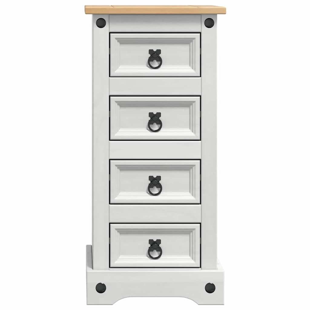 Bedside Table Corona White 35 x 32.5 x 74 cm Solid Pine Wood