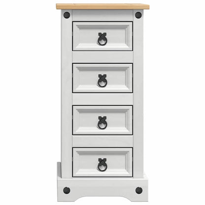 Bedside Table Corona White 35 x 32.5 x 74 cm Solid Pine Wood