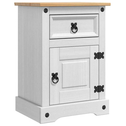 Bedside Table Corona White 45 x 35 x 64 cm Solid Pine Wood