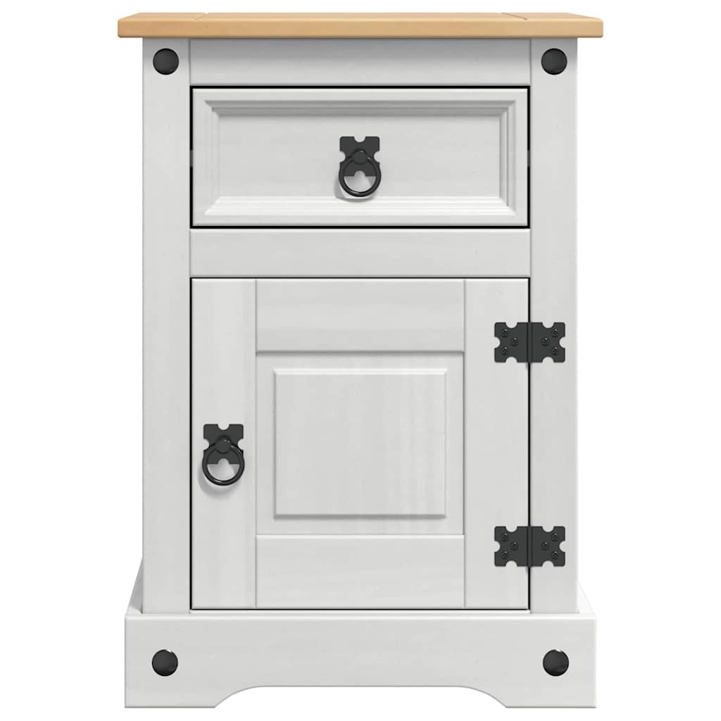 Bedside Table Corona White 45 x 35 x 64 cm Solid Pine Wood