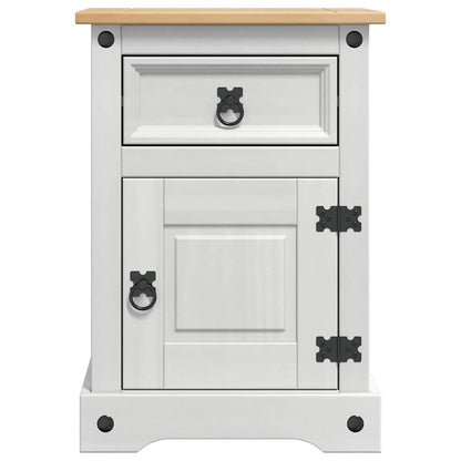 Bedside Table Corona White 45 x 35 x 64 cm Solid Pine Wood