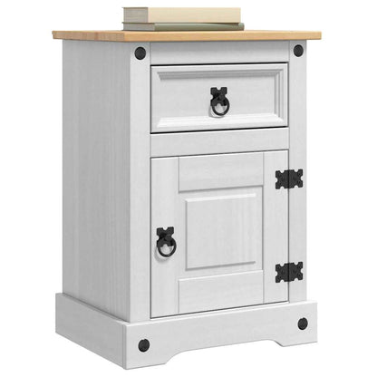 Bedside Table Corona White 45 x 35 x 64 cm Solid Pine Wood