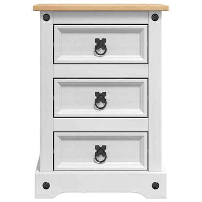 Bedside Table Corona White 45 x 35 x 64 cm Solid Pine Wood