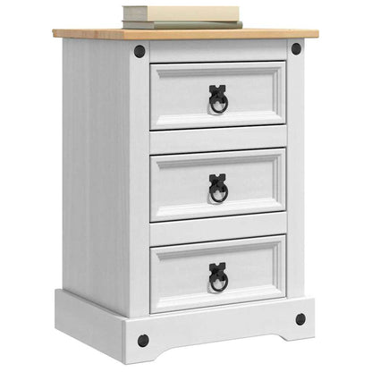 Bedside Table Corona White 45 x 35 x 64 cm Solid Pine Wood
