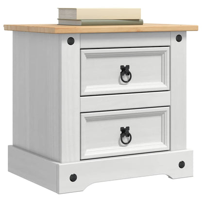 Bedside Table Corona White 53 x 39 x 47 cm Solid Pine Wood