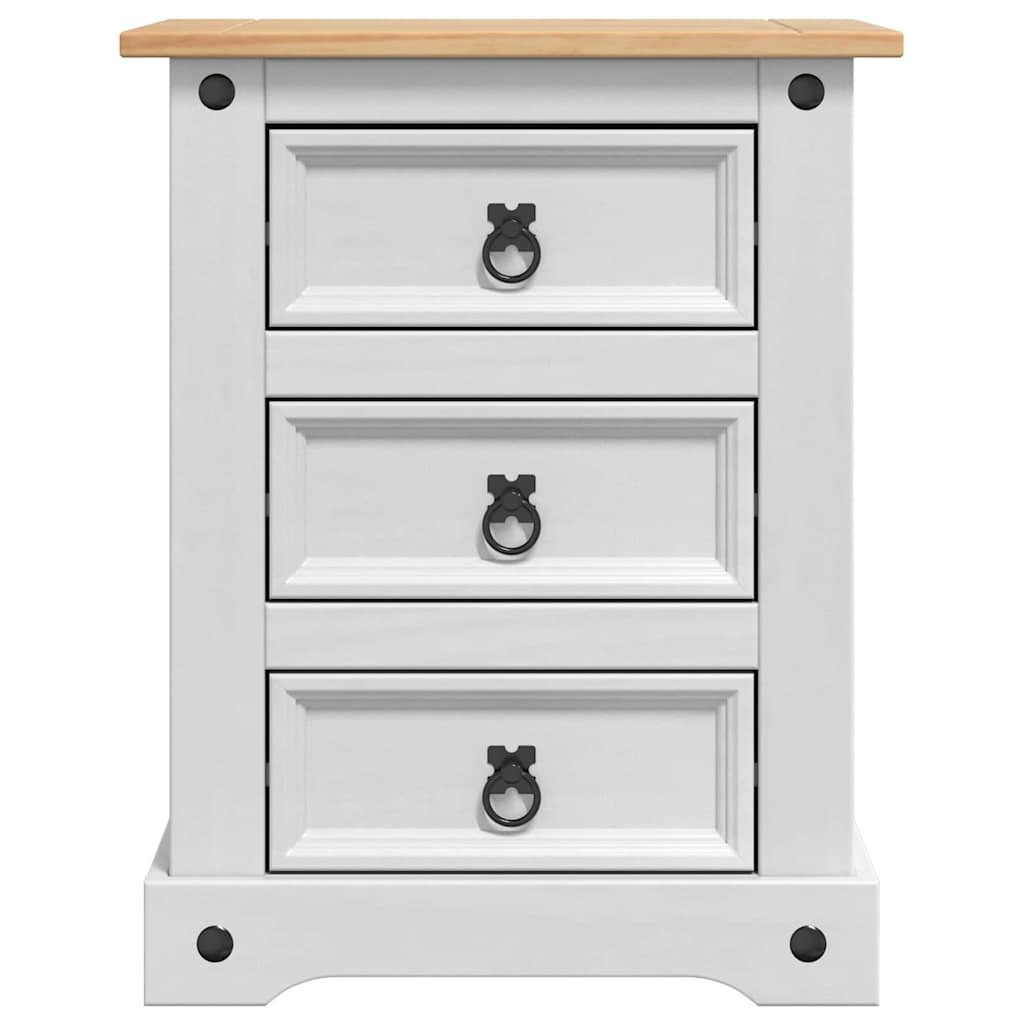 Bedside Table Corona White 53 x 39 x 66 cm Solid Pine Wood