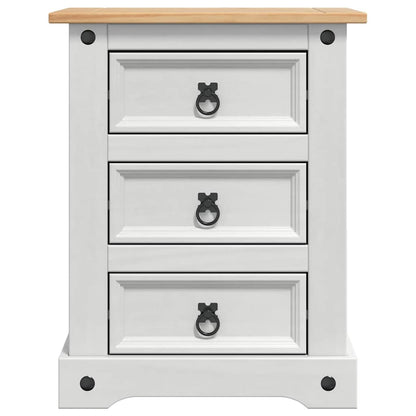 Bedside Table Corona White 53 x 39 x 66 cm Solid Pine Wood